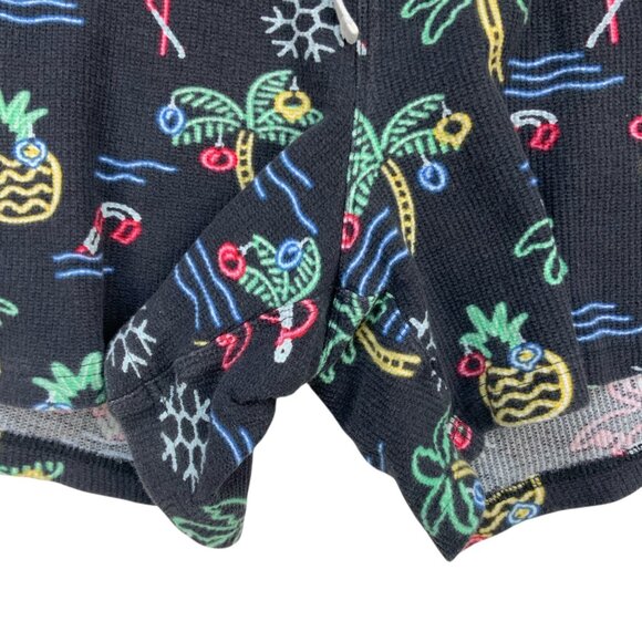 Chubbies Lounge The Candy Cane Lanes Shorts L Black Waffle Knit Tropical Holiday - Picture 9 of 12